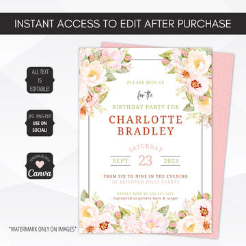 vintage happy birthday party with peonies